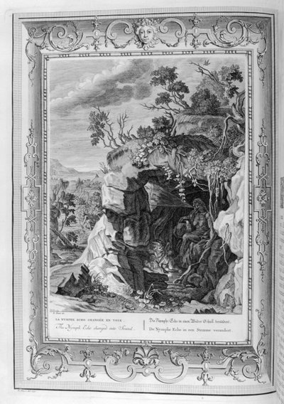 Echo has Her Voice Changed to Sound Like an Old Woman (engraving) by Bernard Picart