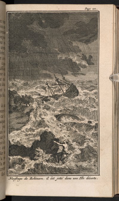 Illustration from the French Edition of Robinson Crusoe by Bernard Picart