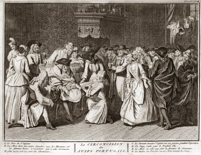 Circumcision Ceremony in the Jewish Portuguese Community (engraving) by Bernard Picart