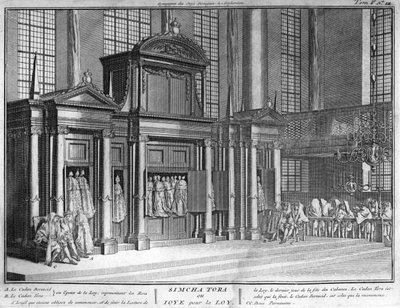 Judaism: The Feast of Simchat Torah. Engraving from 