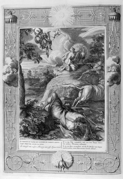 Io, the Daughter of Inachus, and Lover of Zeus, was Turned into a Cow (engraving) by Bernard Picart
