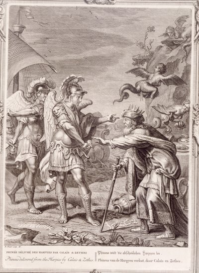 Phineus is Delivered from the Harpies by Calais and Zethes, 1731 by Bernard Picart