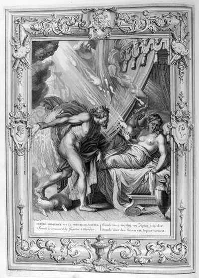 Semele consumed by the fire of Zeus (engraving) by Bernard Picart