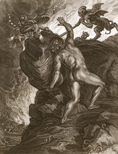 Sisyphus Pushing His Stone up a Mountain by Bernard Picart