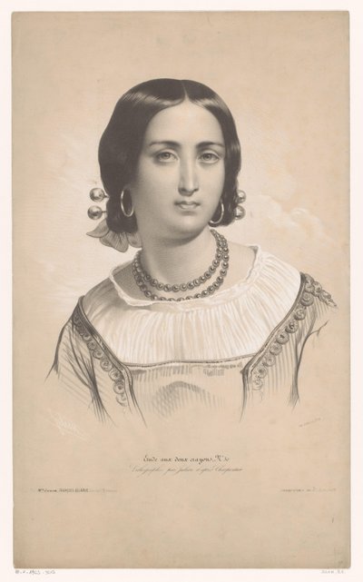 Portrait of a Woman in Regional Costume (series title: Studies in Two Types of Chalk) by Bernard Romain Julien
