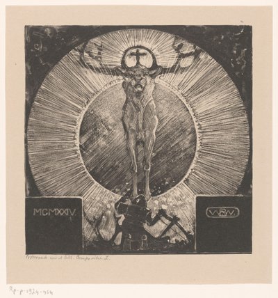 Figure Before the Appearance of a Deer (The Vision of St. Hubertus) by Bernard Willem Wierink (signed by artist)