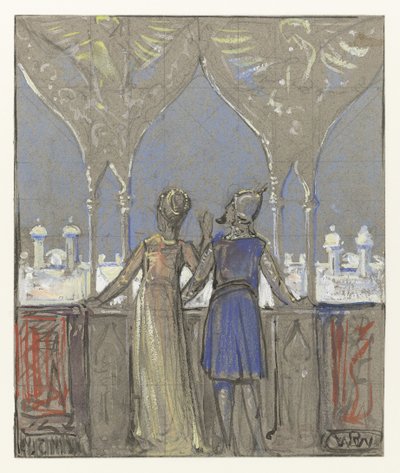 Couple Overlooking an Eastern City by Bernard Willem Wierink (signed by artist)