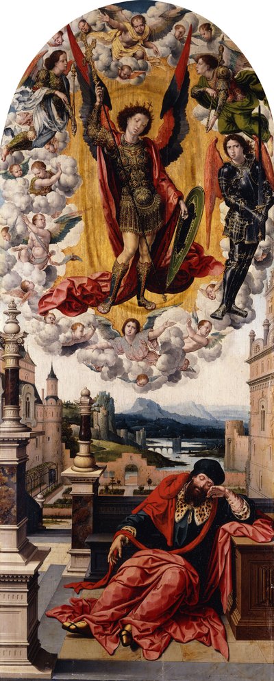 A Man about to be awakened from his Sleep by Saint Michael by Bernard van Orley