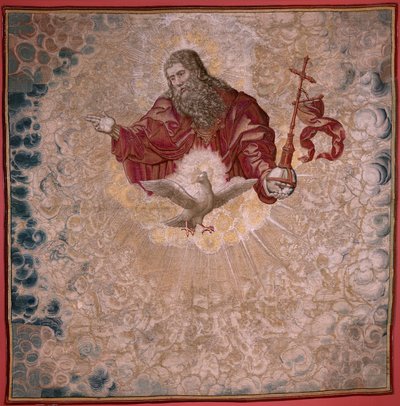 Flemish tapestry. Series Dais of Charles V (Baldachin of Margaret of Austria). God the Father and the Holy Spirit. Tapestry baldachin of the dais. Model Bernard van Orley (1491-1542). Manufacture Pieter de Pannemaker. by Bernard van Orley