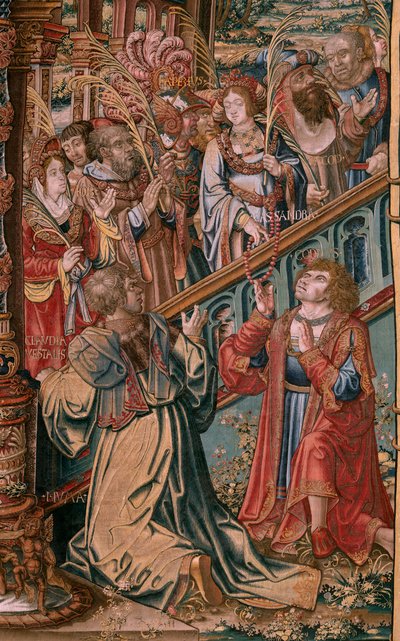Flemish tapestry. Series The Honours. Faith. First tapestry in the series. Model Cartoonists from the circle of Bernard van Orley and Jan Gossaert. Manufacture Pieter van Aelst, Brussels. Ca 1550 by Bernard van Orley