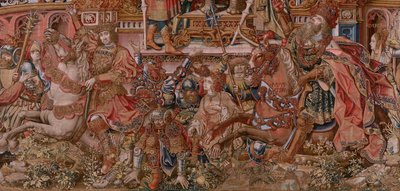 Flemish tapestry. Series The Honours. Fame. Third tapestry in the series. Model Cartoonists from the circle of Bernard van Orley and Jan Gossaert. Manufacture Pieter van Aelst, Brussels. Ca 1550 by Bernard van Orley