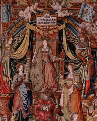 Flemish Tapestry. Series The Honours. Justice. Ninth Tapestry in the Series. Model Cartoonists from the Circle of Bernard van Orley and Jan Gossaert. Ca 1550 by Bernard van Orley