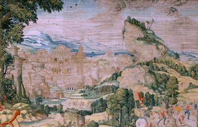 Flemish tapestry. Series The Passion of Christ. Fall on the way to Calvary. Second tapestry in the series. Models Cartoonist Bernard van Orley. Manufacture Pieter de Pannemaker, Brussels. Ca 1518-1523 by Bernard van Orley
