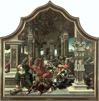 The Destruction of the House of Job, central panel of the Triptych of the Virtue of Patience by Bernard van Orley