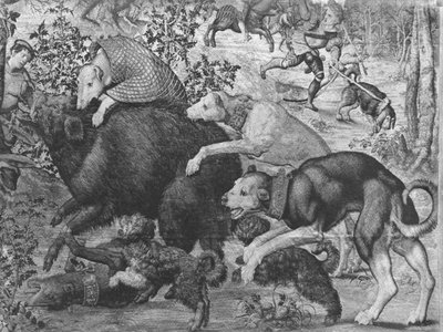 The Hunts of Maximilian, Capricorn, The Boar Hunt, (detail) by Bernard van Orley