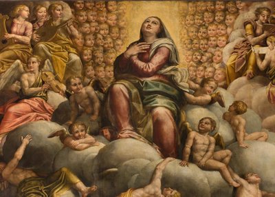 Apse, Altarpiece by Bernardino Gatti and Giovanni Battista Trotti, Assumption of the Virgin by Bernardino Gatti