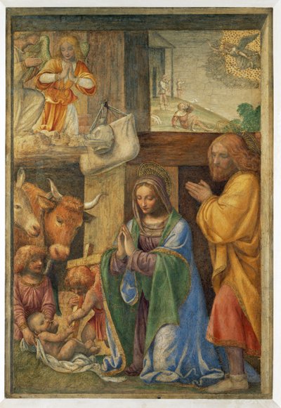 The Nativity of Jesus and the Announcement to the Shepherds by Bernardino (attr. to) Luini