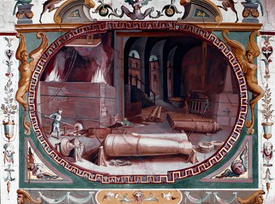 Representation of the Workshop of a Gun Foundry by Bernardino Barbatelli Poccetti