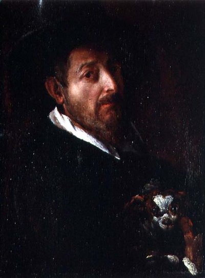 Self Portrait with a Dog by Bernardino Barbatelli Poccetti