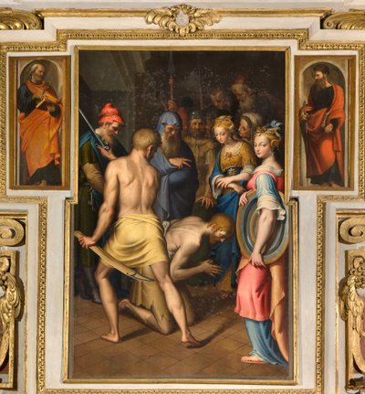 Chapel of Our Lady of the People, Second Span North Side, Decollation of the Baptist, On the Sides St. Peter and St. Paul by Bernardino Campi