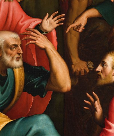 Chapel of the SS Sacramento, First span south side, Lavender of the Feet, Particular 1569 by Bernardino Campi