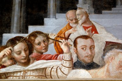 Male and female figures (detail) by Bernardino Lanino