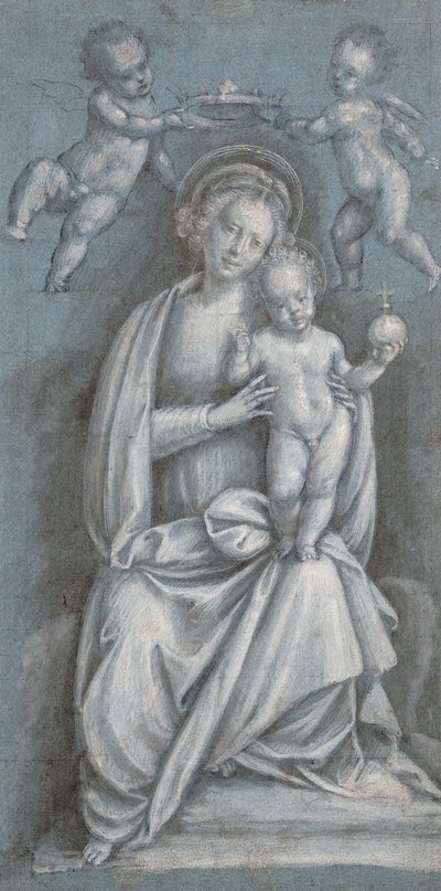 The Madonna and Child Crowned by Two Angels by Bernardino Lanino