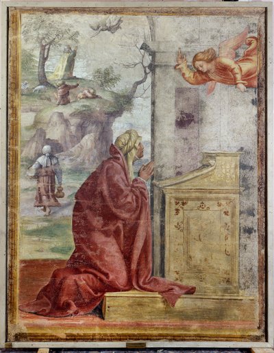 Annunciation to St. Anne, in the background St. Joachim and the Angel by Bernardino Luini