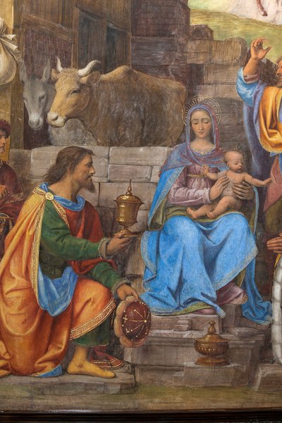 Detail of the Adoration of the Three Wise Men, Presbytery or Main Chapel by Bernardino Luini