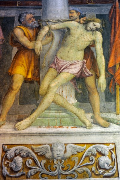 Jesus Tied to Column, Fresco by Bernardino Luini in the Church of Saint Maurice at the Maggiore Monastery, Milan, Lombardy, Italy by Bernardino Luini