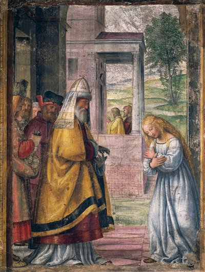 Mary saying farewell at the Temple, fresco from St Joseph