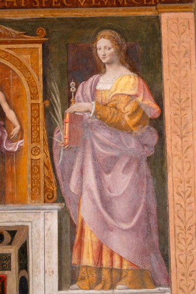 Saint Lucia, Fresco by Bernardino Luini in the Church of Saint Maurice at the Maggiore Monastery, Milan, Lombardy, Italy by Bernardino Luini