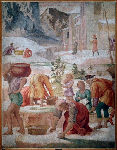 The Gathering of Manna, Israelites in the Desert by Bernardino Luini