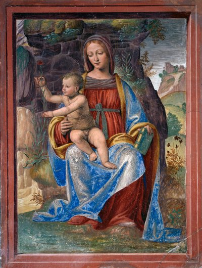 Virgin and Child, fresco by Bernardino Luini, in Lavabo Room or Vestry, Lombardy, Italy by Bernardino Luini