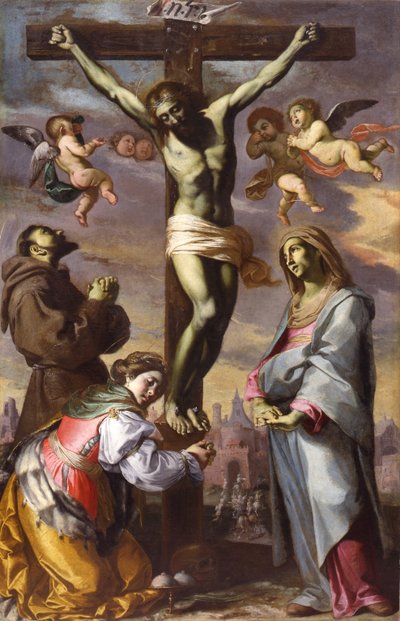 The Crucifixion with the Virgin and Saints Francis and Agatha, Mid 17th Century by Bernardino Mei