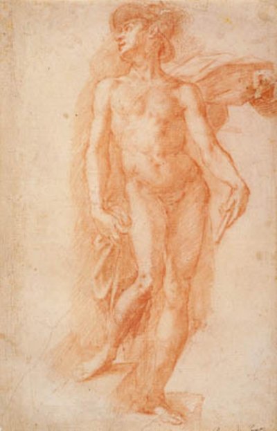 Mercury Dressed in a Fluttering Robe Standing on a Staircase by Bernardino Poccetti
