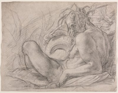 The River God Tiber (Study for a fresco, Miracle of the Snow, or the Foundation of Santa Maria Maggiore, Rome in the Canigiani chapel of S. Felicita, Florence) by Bernardino Poccetti