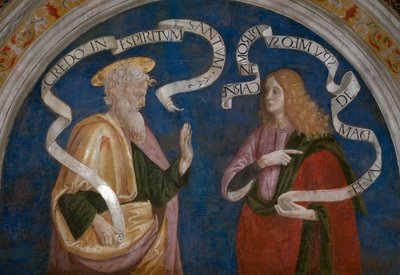 Bartholomew the Apostle and the Prophet Joel by Bernardino di Betto (workshop of) Pinturicchio