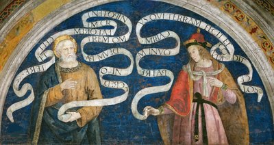 Peter the Apostle and the Prophet Jeremiah by Bernardino di Betto (workshop of) Pinturicchio