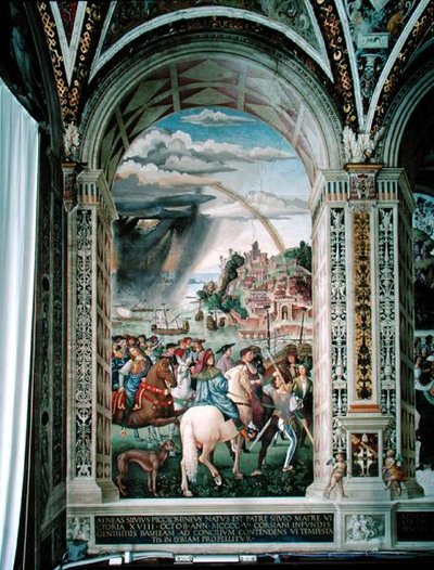 Aeneas Sylvius Piccolomini Journeys to the Council of Basel in the Winter of 1432 by Bernardino di Betto Pinturicchio
