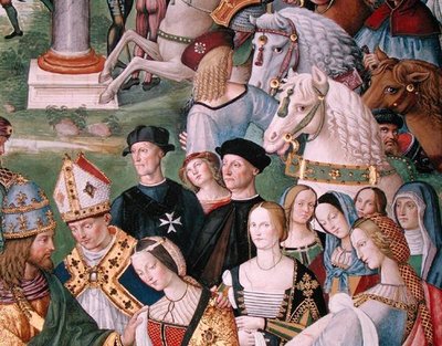 Aeneas Sylvius Piccolomini Presents Eleonora of Aragon to Frederick III on 24th February 1452 (detail) by Bernardino di Betto Pinturicchio