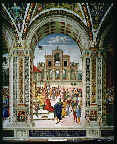 Aeneas Sylvius Piccolomini is Crowned Poet Laureate by Frederick III in 1442 by Bernardino di Betto Pinturicchio