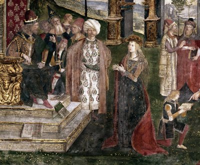 Detail (dispute of St. Catherine of Alexandria with the philosopher, in front of the Roman Emperor Maxentius) by Bernardino di Betto Pinturicchio