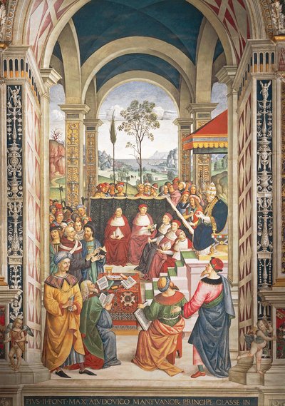 Pius II convened in Mantova for diet organized to plan Crusade against Turks (detail) by Bernardino di Betto Pinturicchio