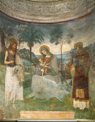 Madonna and Child, John the Baptist and St Stephen by Bernardino di Betto Pinturicchio
