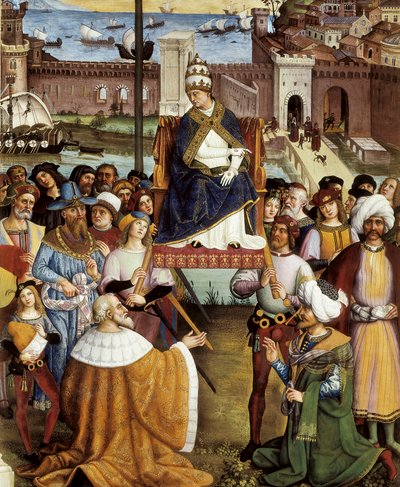 Pope Pius II blessing the fleets before leaving Ancona for the Holy Land on 15th of August 1464 (detail) by Bernardino di Betto Pinturicchio