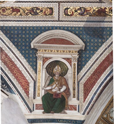 St Ambrose (detail) by Bernardino di Betto Pinturicchio