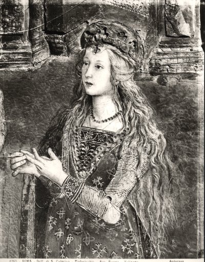 St. Catherine, possibly a portrait of Lucrezia Borgia from the Lives of the Saints cycle by Bernardino di Betto Pinturicchio