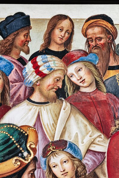 The Piccolomini Library, North East Wall: Aeneas Sylvius Delivers an Oration Before King James I of Scotland, Winter 1435 by Bernardino di Betto Pinturicchio