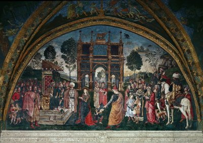 The Dispute of St. Catherine of Alexandria with the Philosopher, in Front of the Roman Emperor Maxentius by Bernardino di Betto Pinturicchio